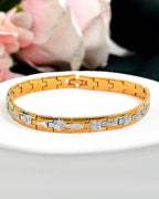 VOJ Men's Double Toned Textural Stainless Steel Bracelet - Distacart