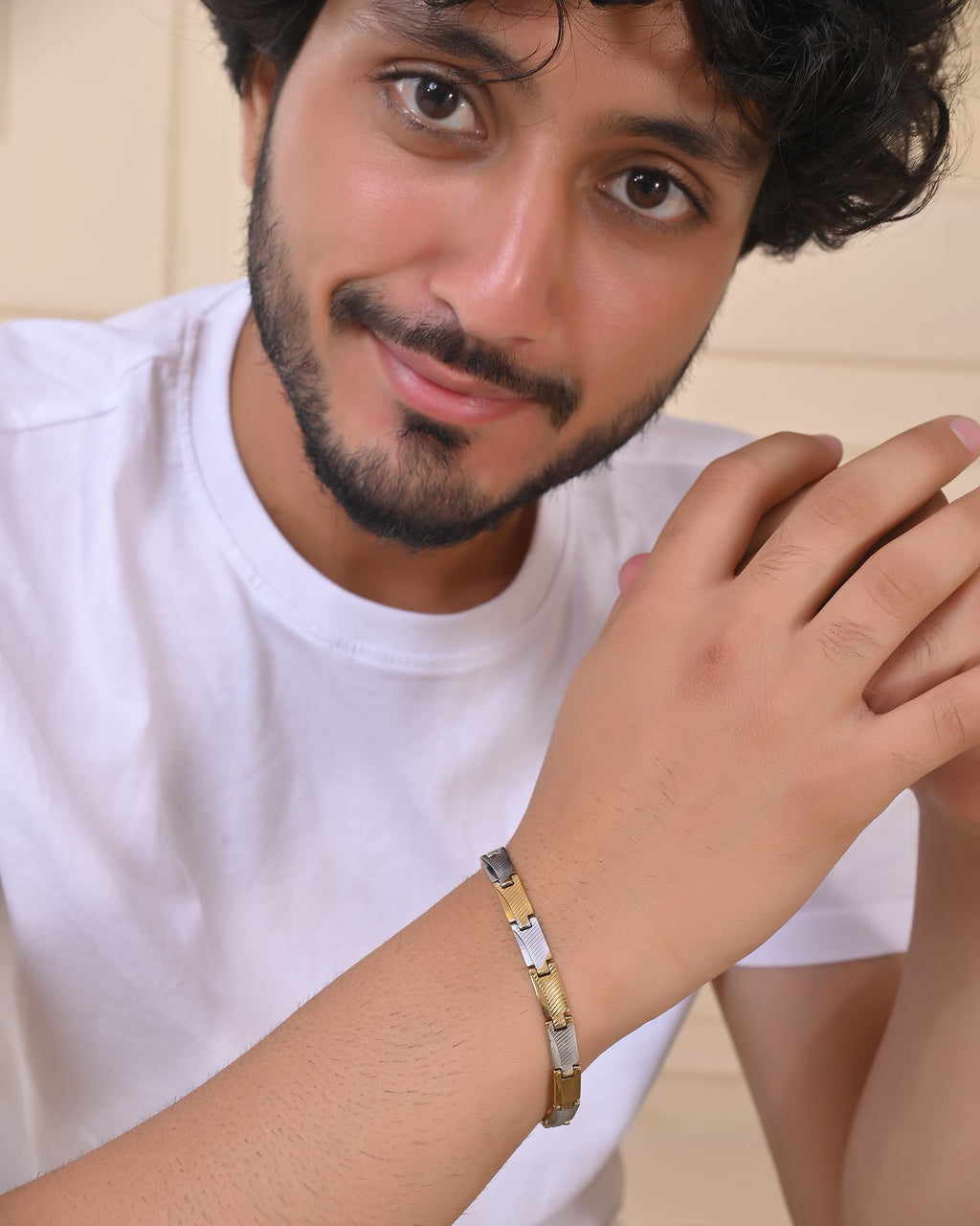VOJ Dual Toned Alloy Bracelet For Men - Distacart
