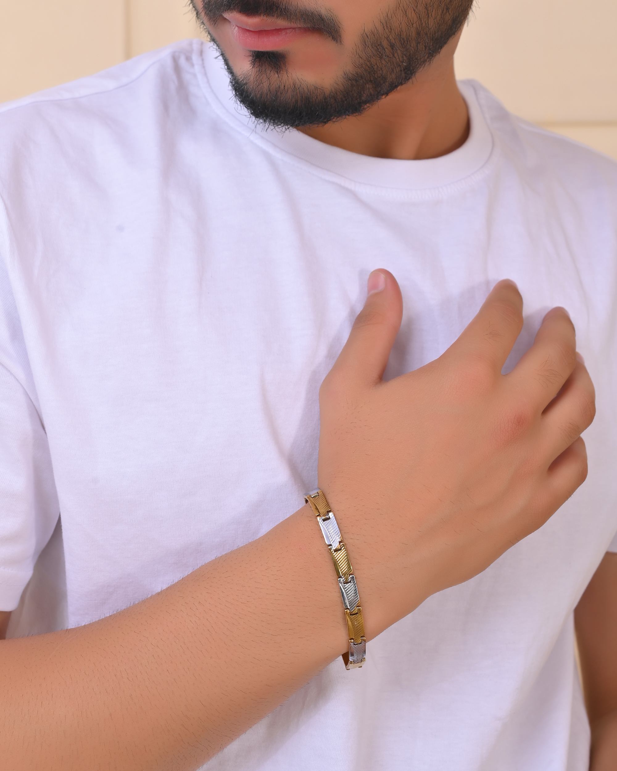 VOJ Dual Toned Alloy Bracelet For Men - Distacart