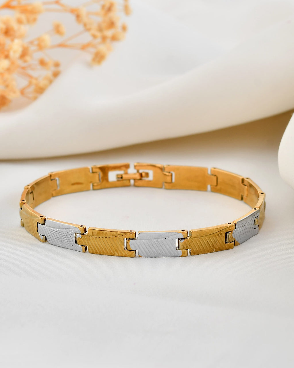 VOJ Dual Toned Alloy Bracelet For Men - Distacart