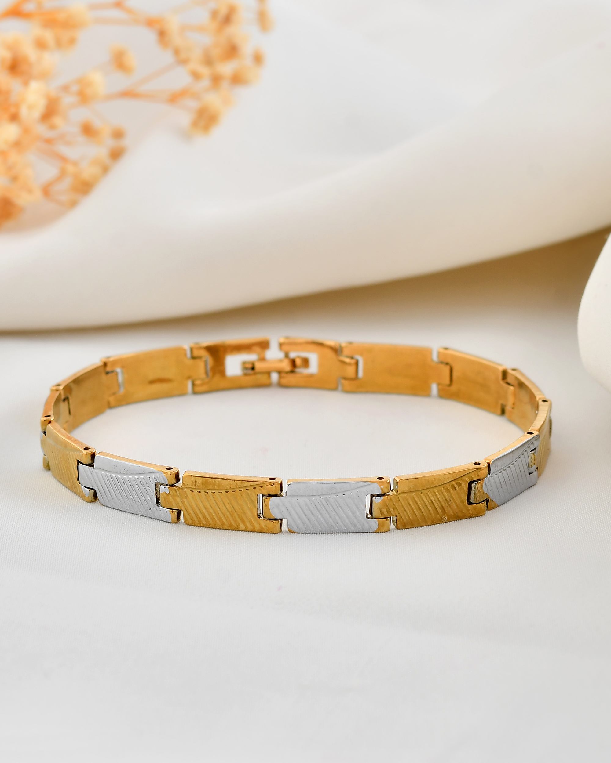 VOJ Dual Toned Alloy Bracelet For Men - Distacart