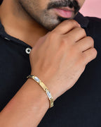 VOJ Dual Toned Alloy Textural Bracelet For Men - Distacart