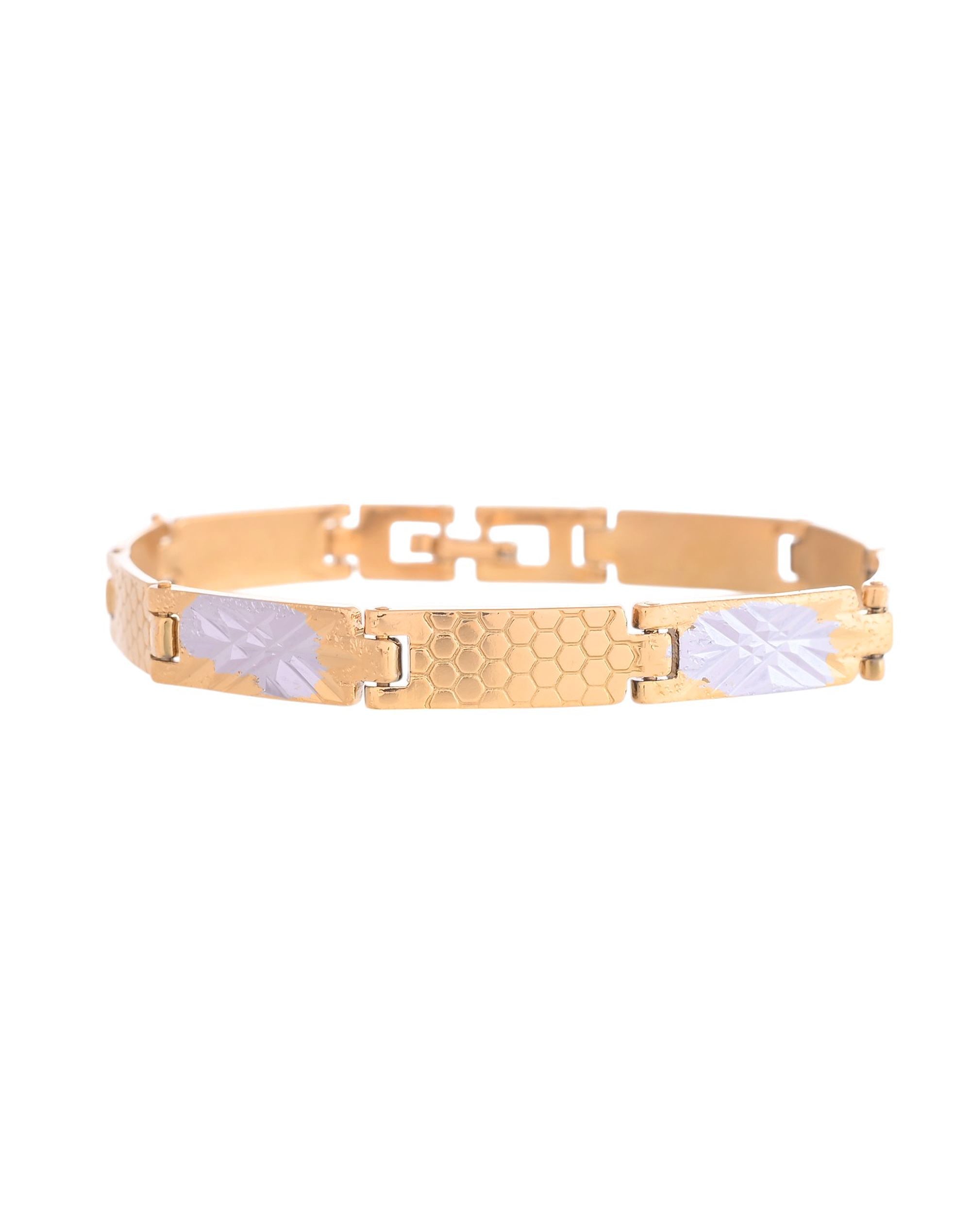 VOJ Dual Toned Alloy Textural Bracelet For Men - Distacart