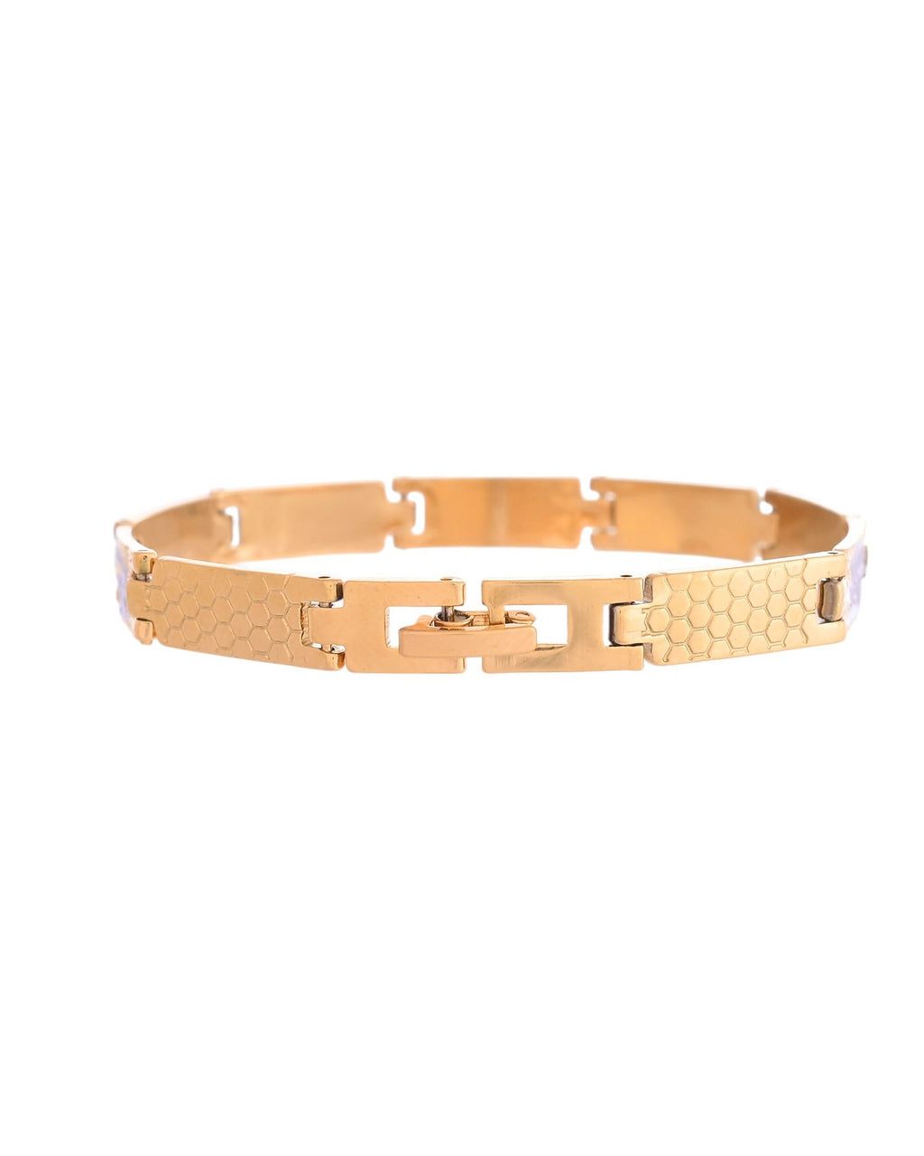 VOJ Dual Toned Alloy Textural Bracelet For Men - Distacart