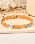 VOJ Dual Toned Alloy Textural Bracelet For Men - Distacart