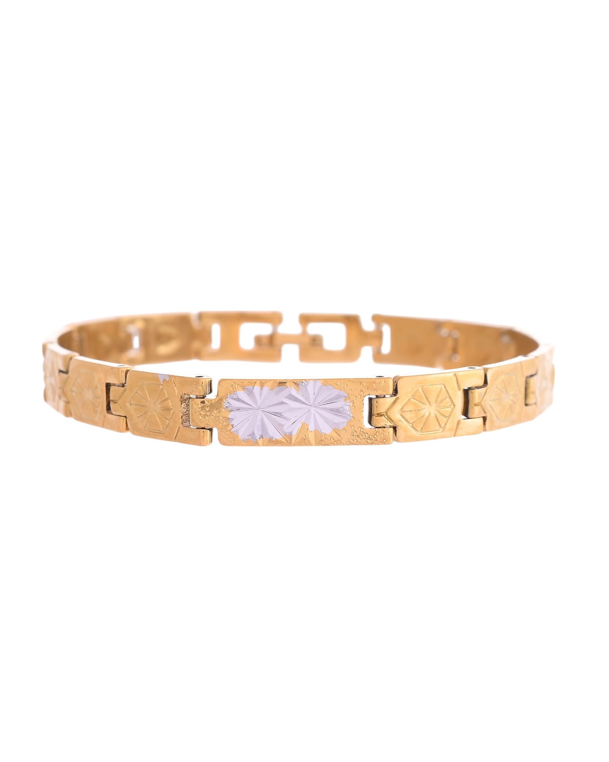 VOJ Gold And Silver Toned Stainless Steel Textural Bracelet For Men - Distacart