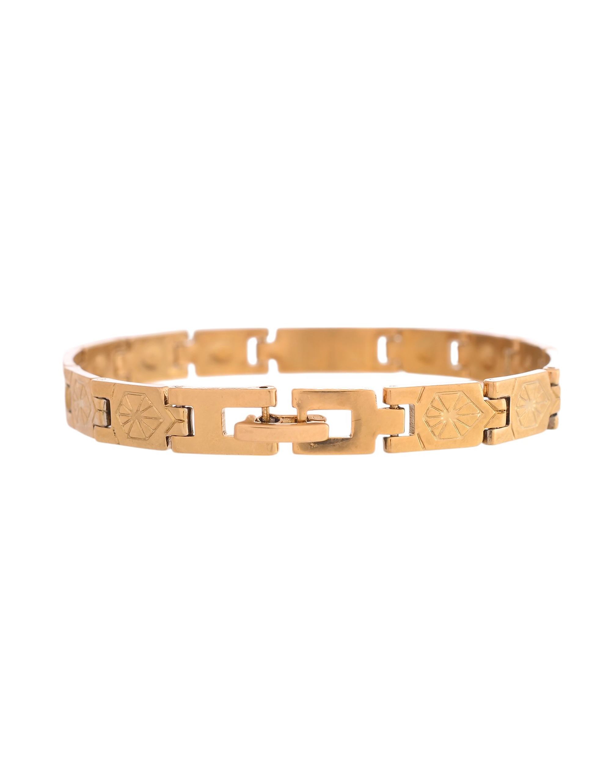 VOJ Gold And Silver Toned Stainless Steel Textural Bracelet For Men - Distacart