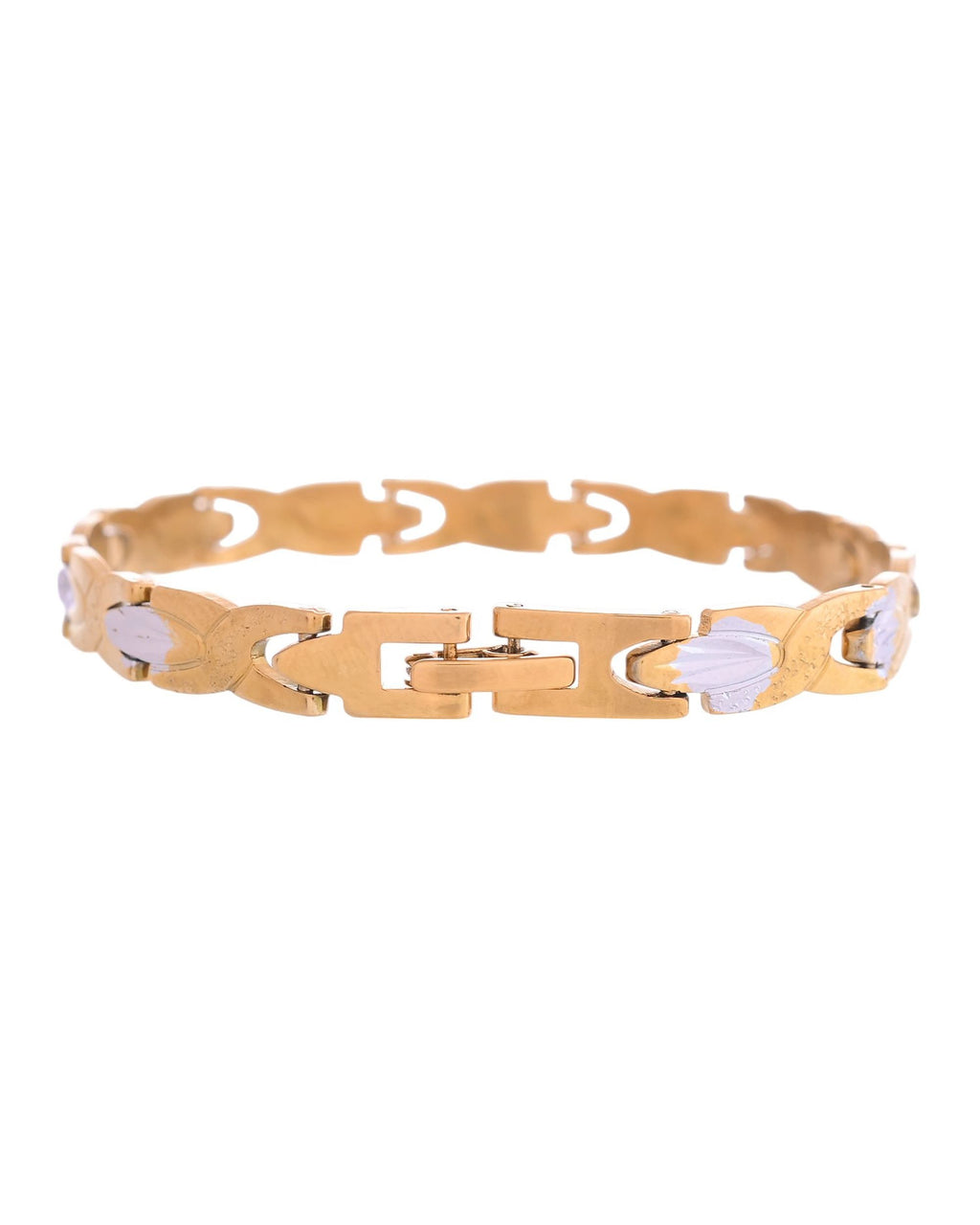 VOJ Gold And Silver Toned Stainless Steel Textural Linked Bracelet For Men - Distacart