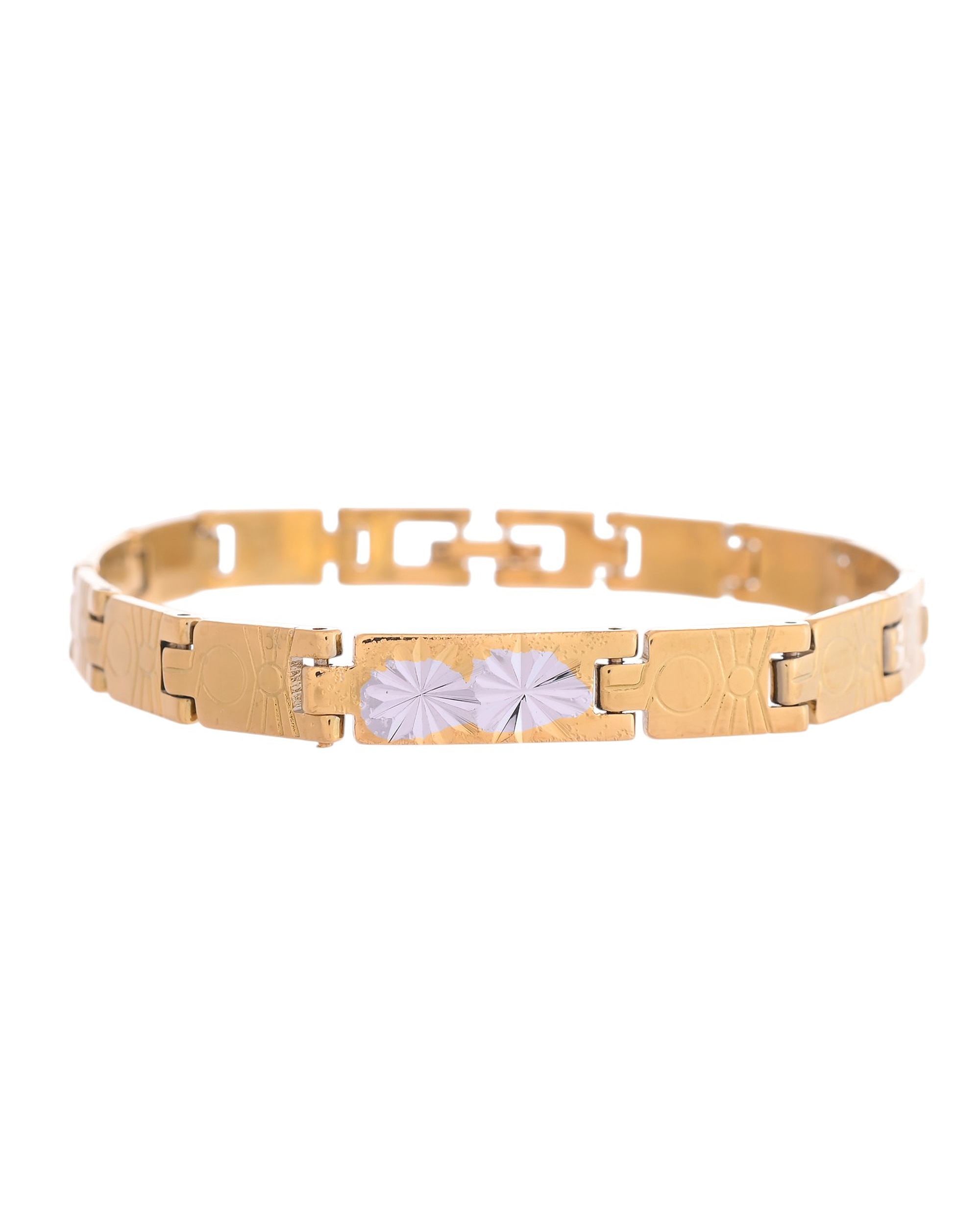 VOJ Gold And Silver Toned Stainless Steel Linked Bracelet For Men - Distacart