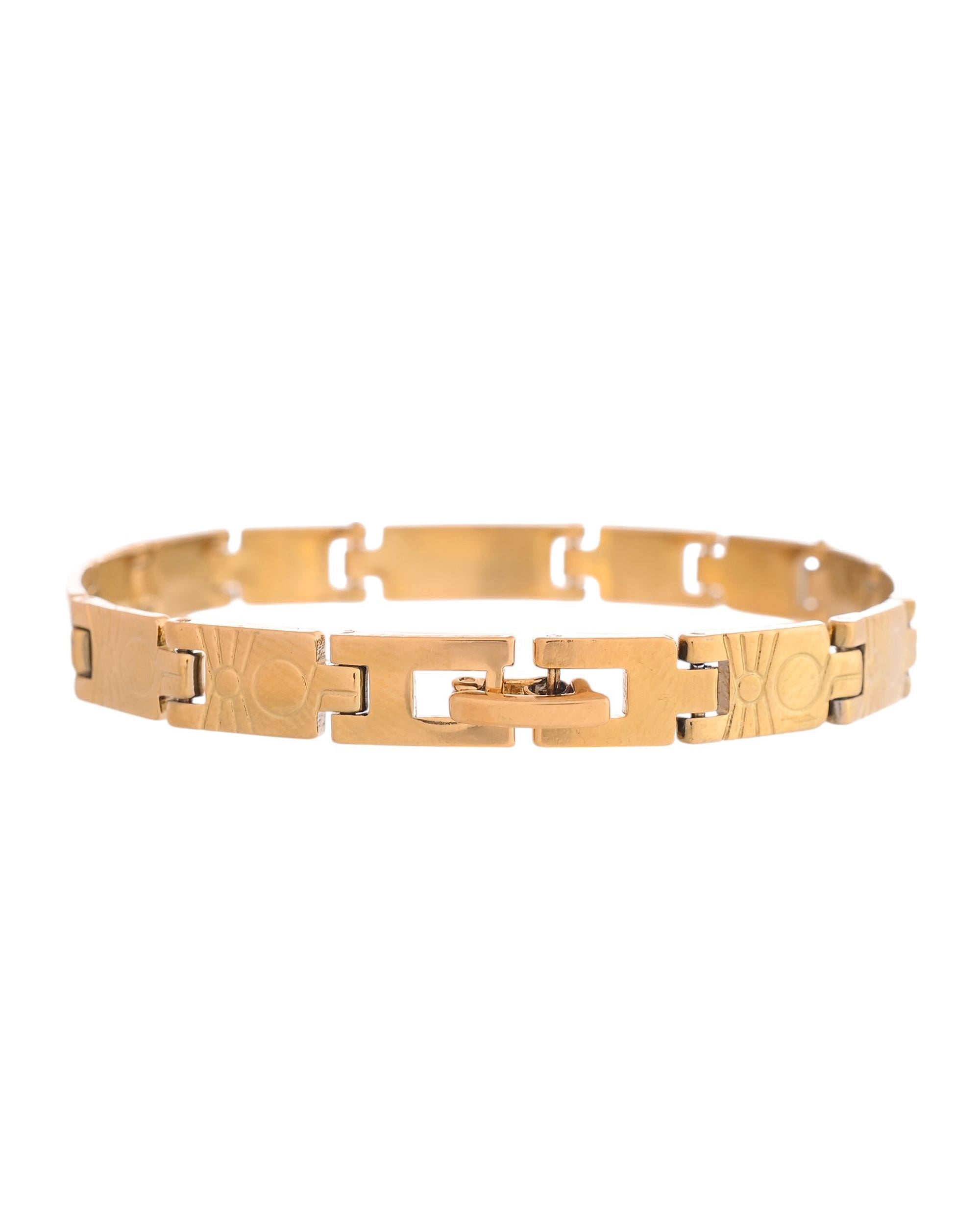 VOJ Gold And Silver Toned Stainless Steel Linked Bracelet For Men - Distacart