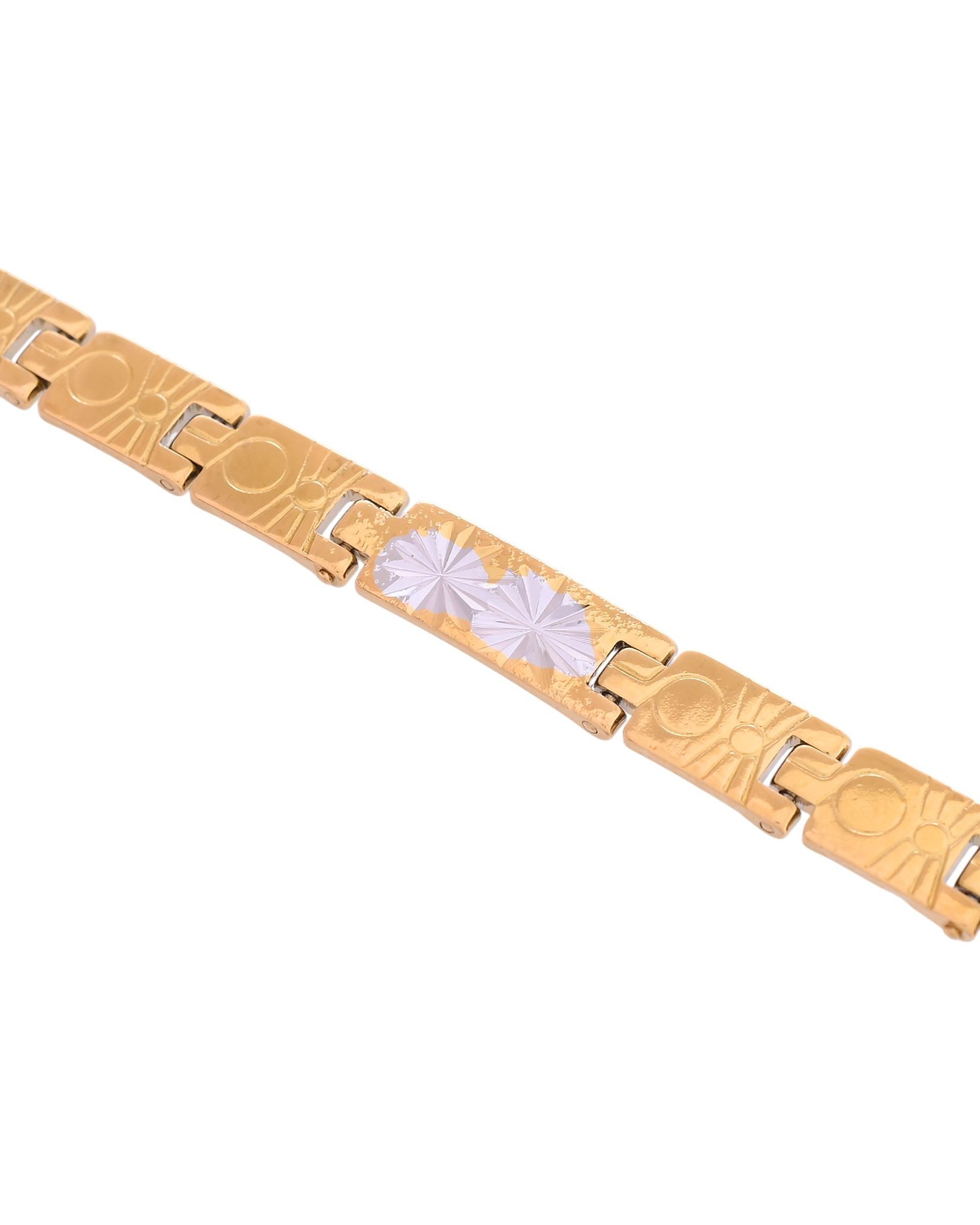 VOJ Gold And Silver Toned Stainless Steel Linked Bracelet For Men - Distacart
