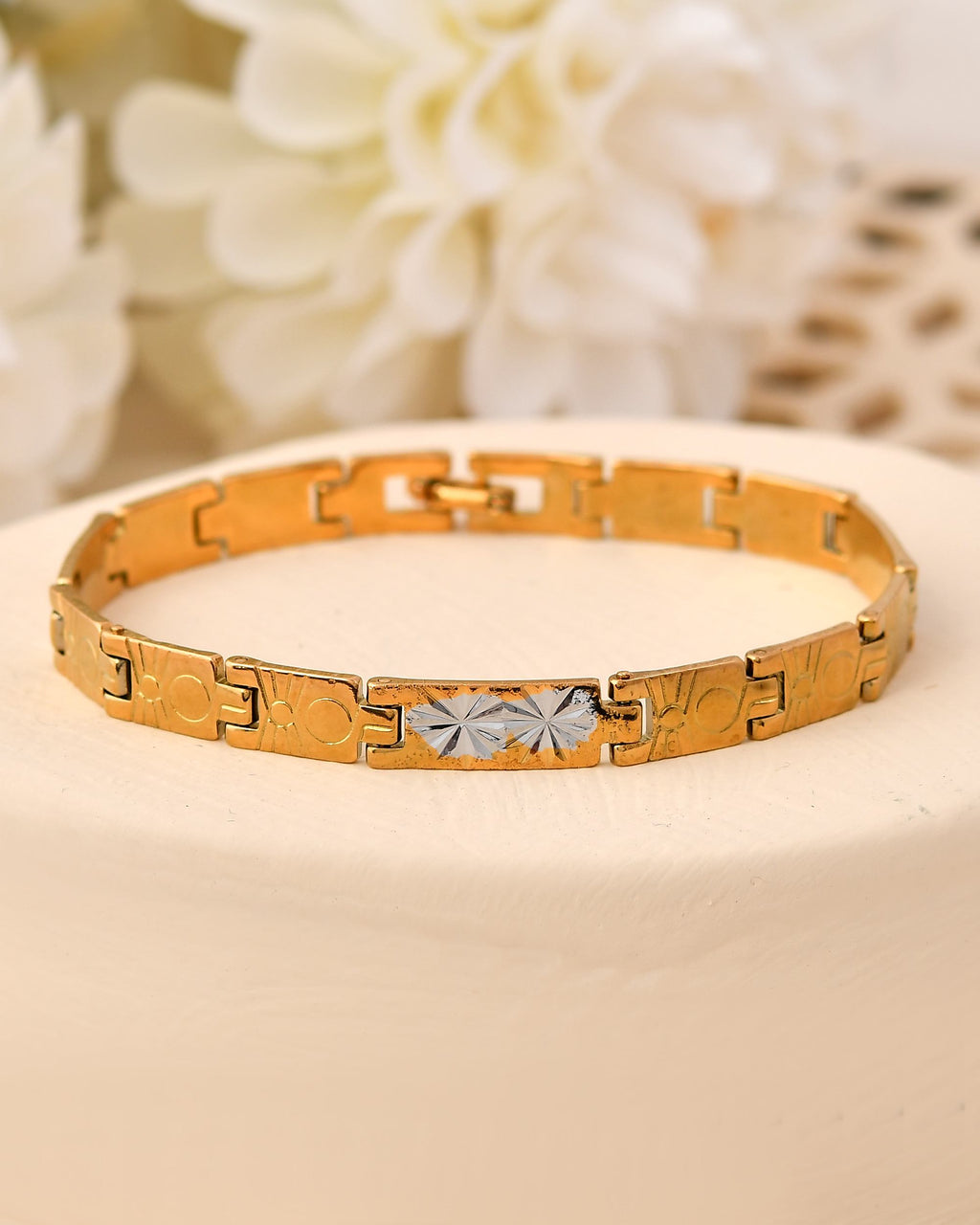 VOJ Gold And Silver Toned Stainless Steel Linked Bracelet For Men - Distacart
