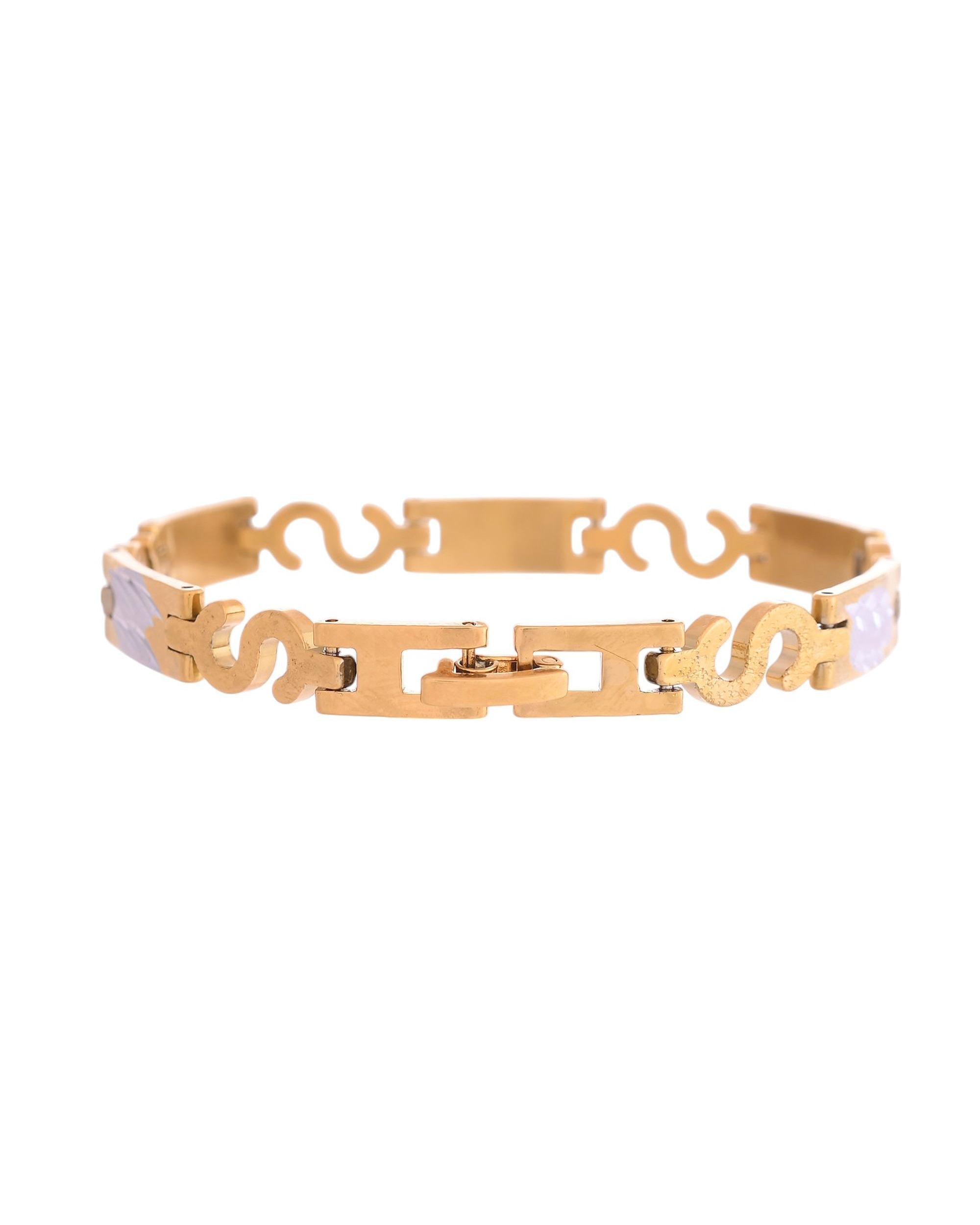 VOJ Gold And Silver Toned Stainless Steel Dolor Sign Bracelet For Men - Distacart