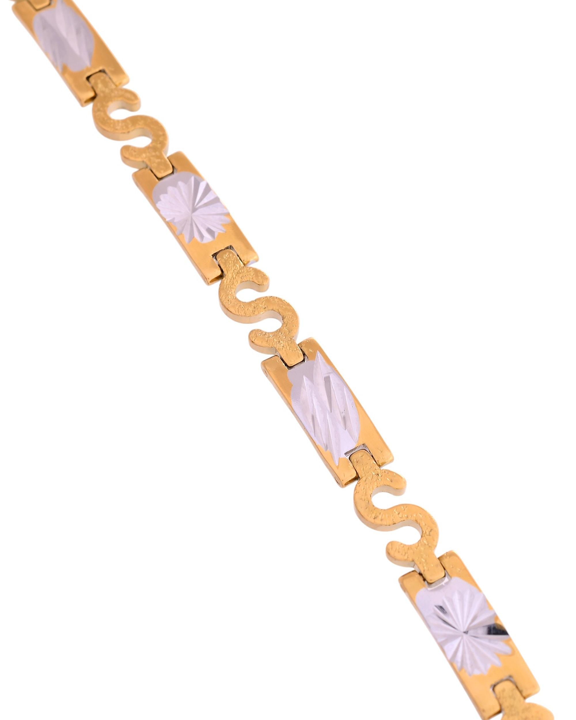VOJ Gold And Silver Toned Stainless Steel Dolor Sign Bracelet For Men - Distacart