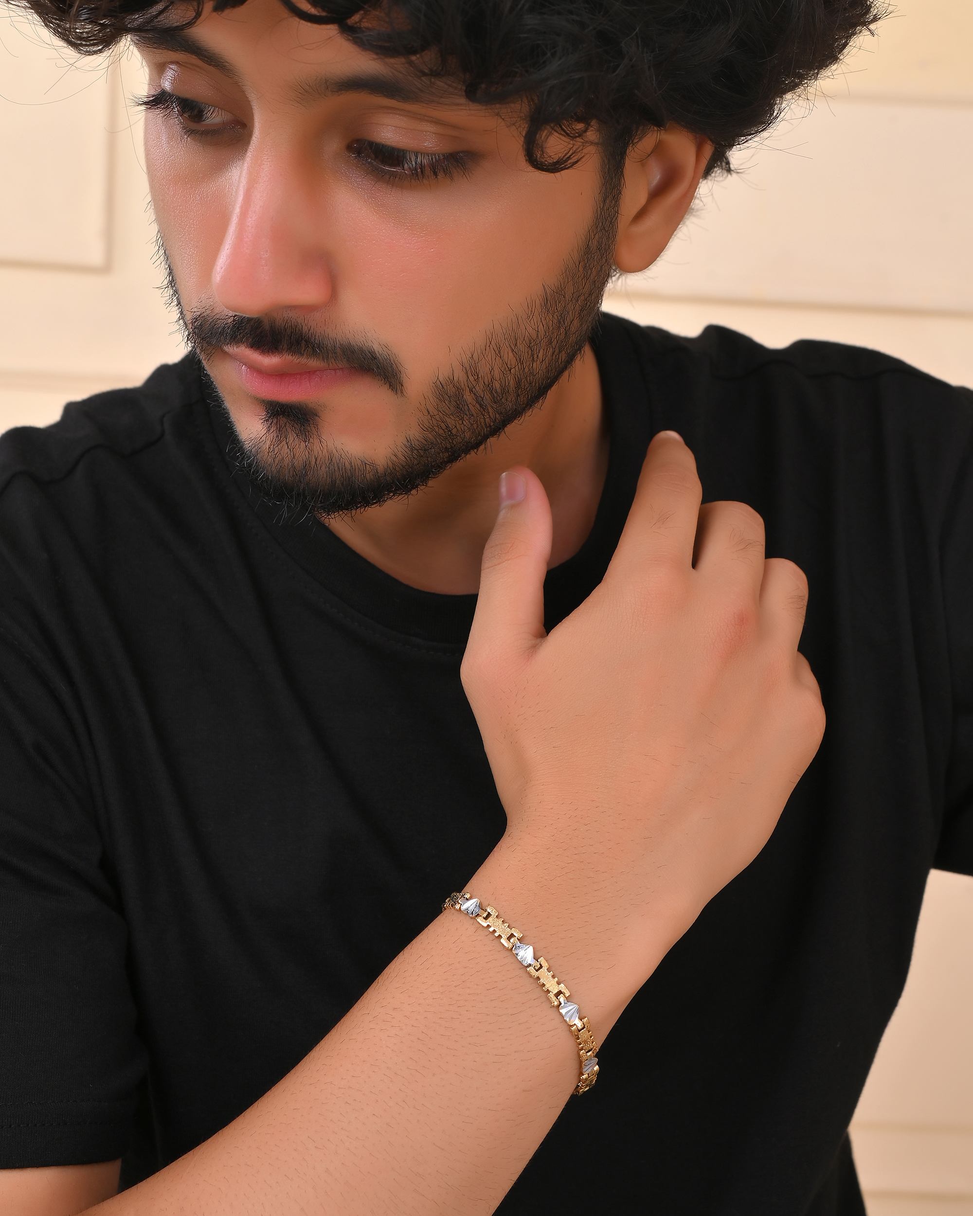 VOJ Gold And Silver Toned Stainless Steel Designer Bracelet For Men - Distacart