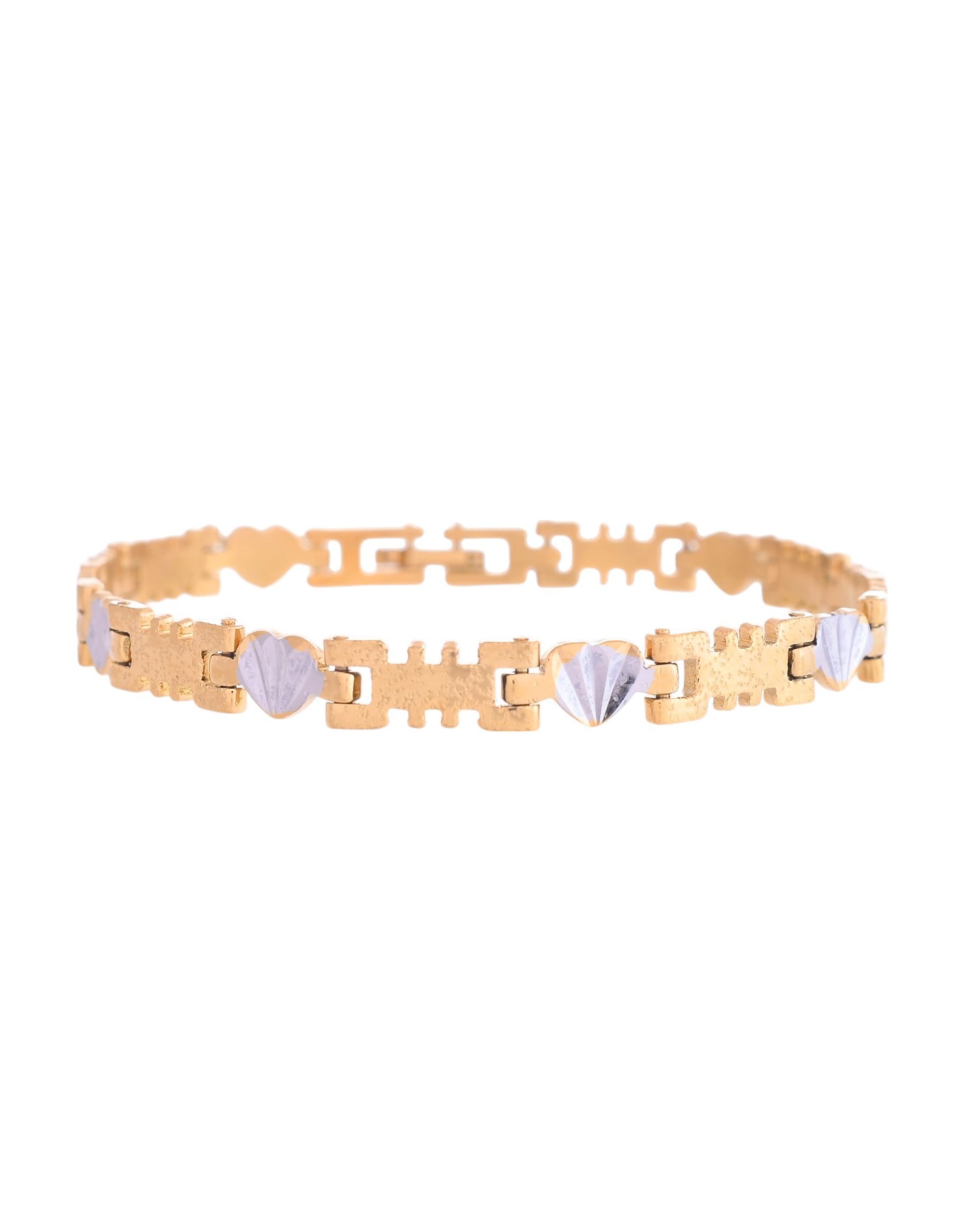 VOJ Gold And Silver Toned Stainless Steel Designer Bracelet For Men - Distacart