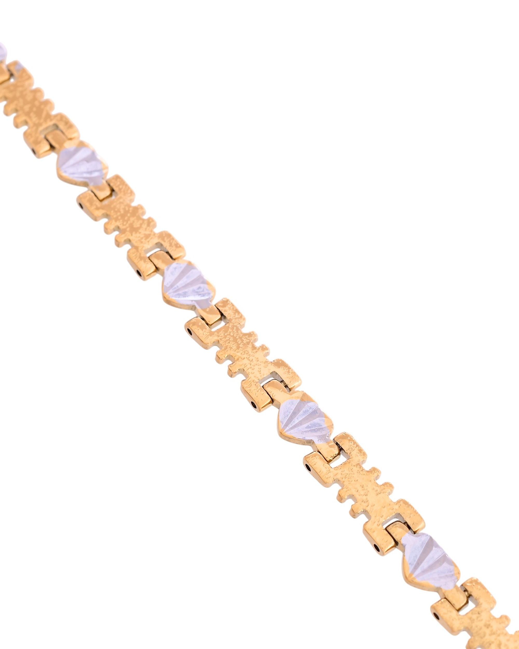 VOJ Gold And Silver Toned Stainless Steel Designer Bracelet For Men - Distacart