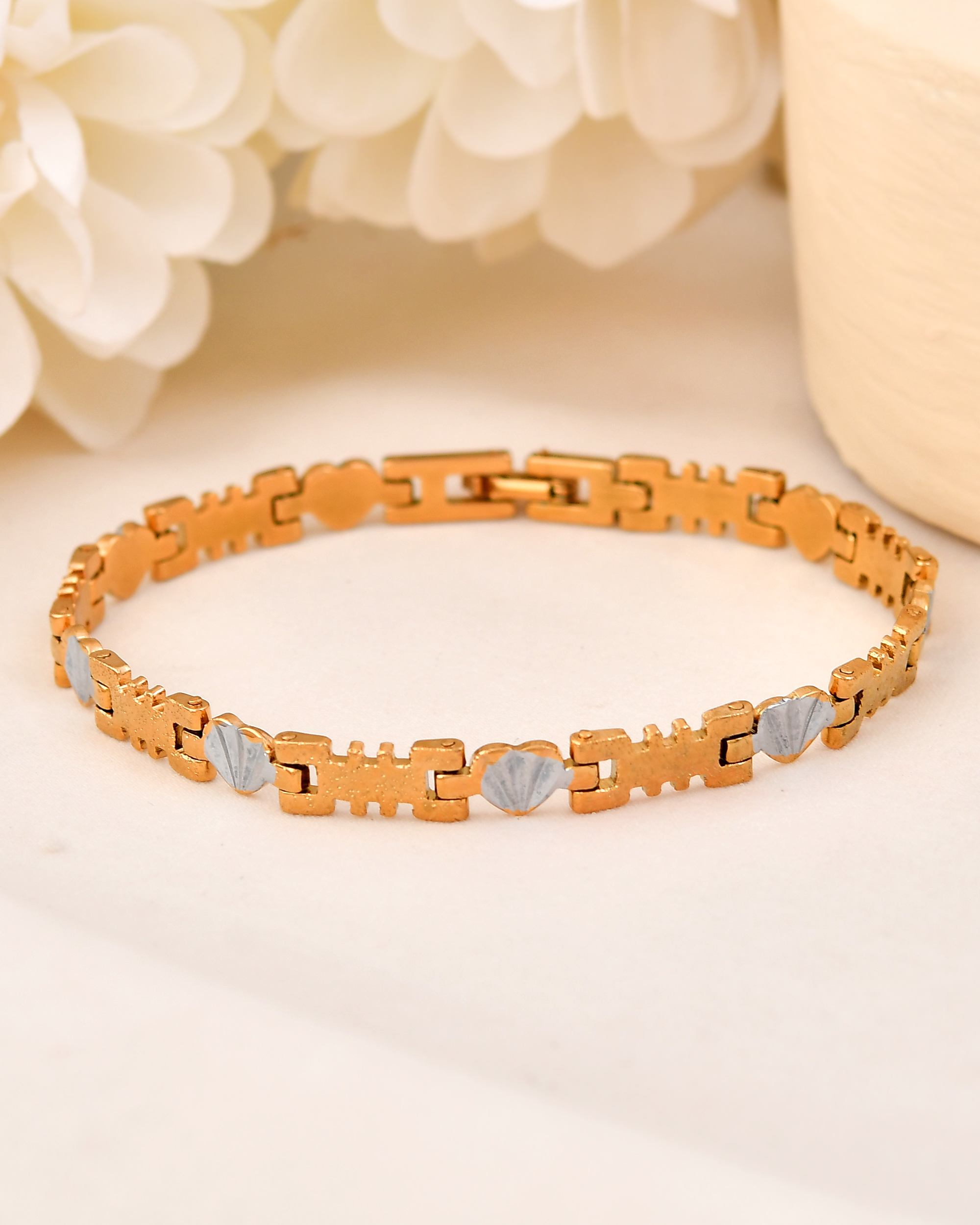 VOJ Gold And Silver Toned Stainless Steel Designer Bracelet For Men - Distacart