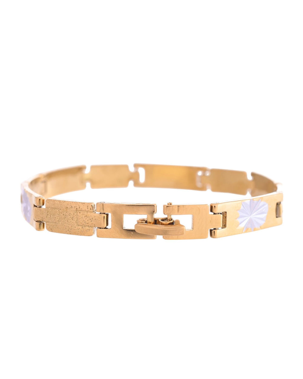 VOJ Gold And Silver Toned Stainless Steel Textural Designer Bracelet For Men - Distacart