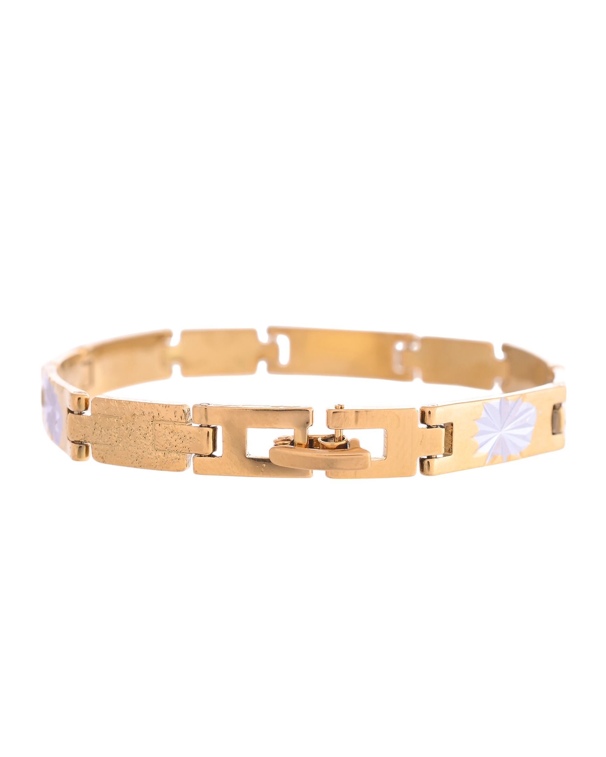 VOJ Gold And Silver Toned Stainless Steel Textural Designer Bracelet For Men - Distacart