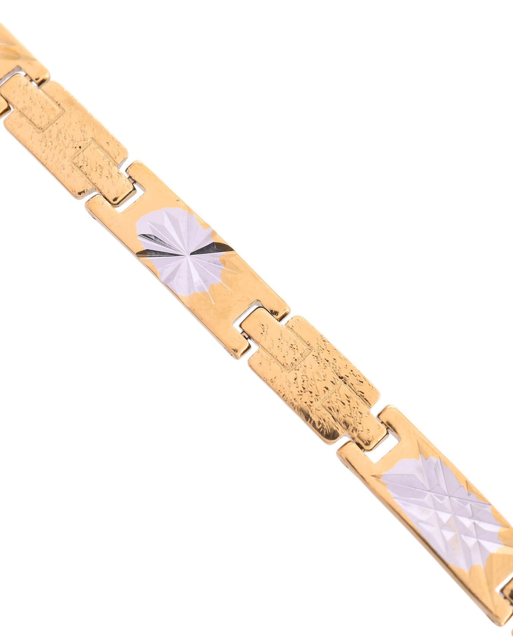 VOJ Gold And Silver Toned Stainless Steel Textural Designer Bracelet For Men - Distacart