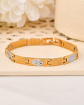 VOJ Gold And Silver Toned Stainless Steel Textural Designer Bracelet For Men - Distacart