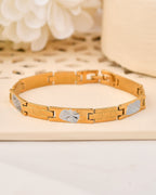 VOJ Gold And Silver Toned Stainless Steel Textural Designer Bracelet For Men - Distacart