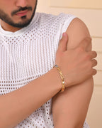 VOJ Dual Toned Textural Designer Bracelet For Men - Distacart