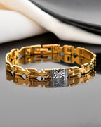VOJ Dual Toned Textural Designer Bracelet For Men - Distacart