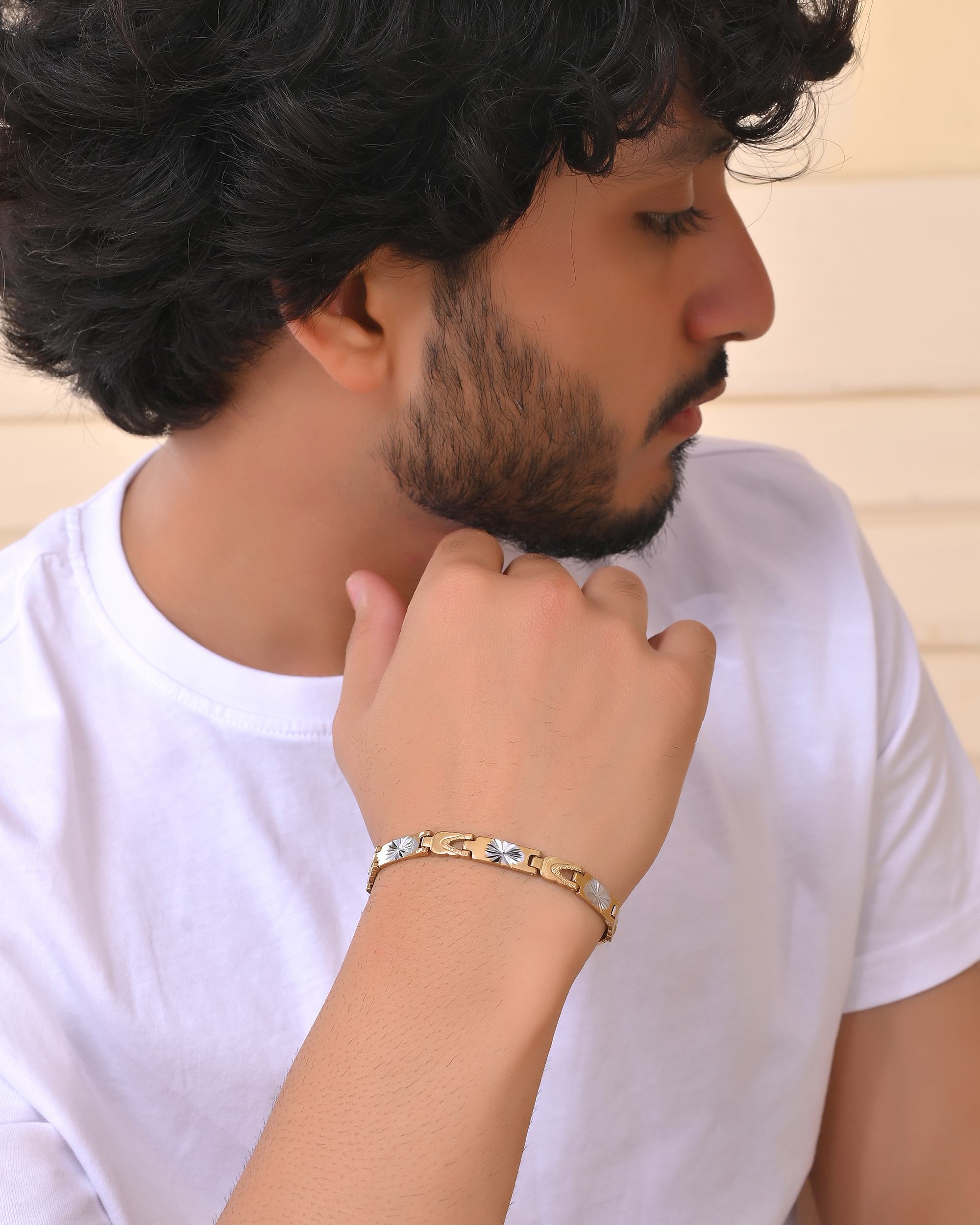 VOJ Double Toned Textural Designer Bracelet For Men - Distacart