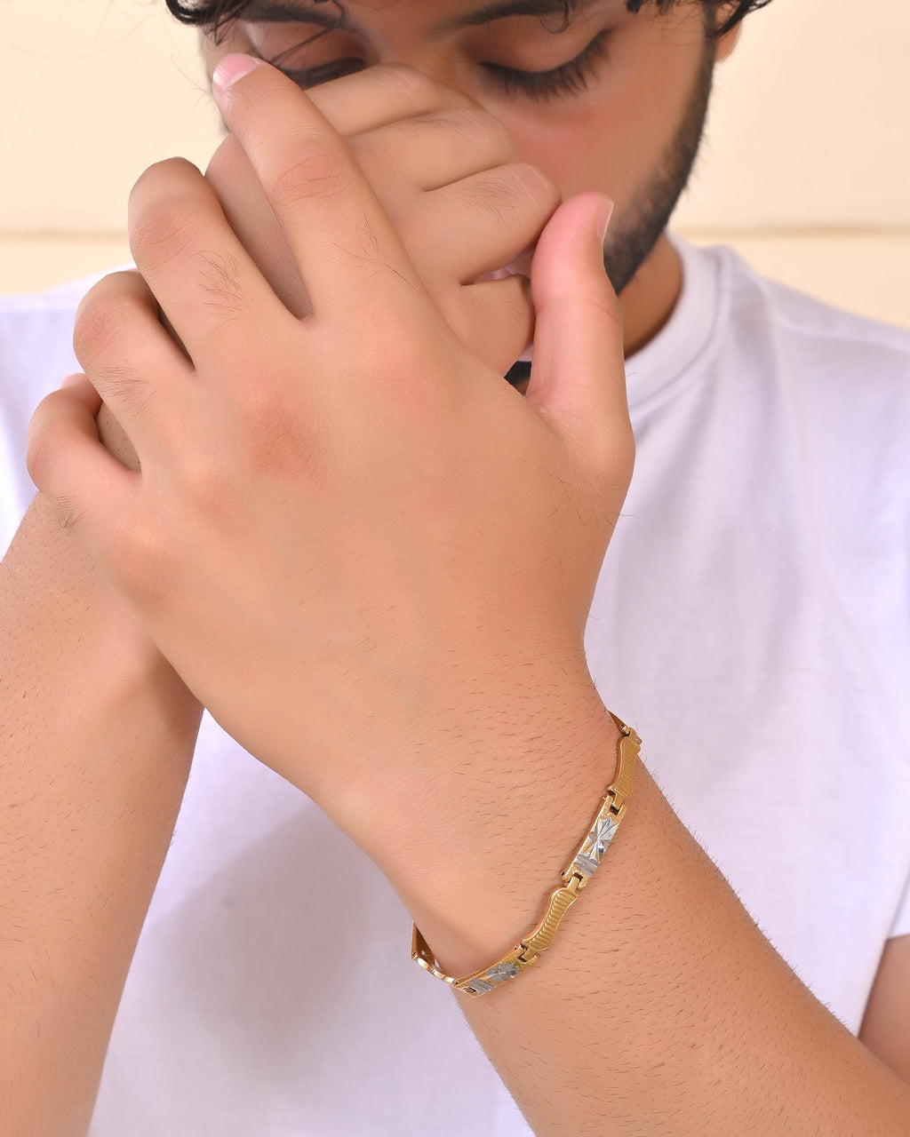VOJ Double Toned Textural Designer Linked Bracelet For Men - Distacart