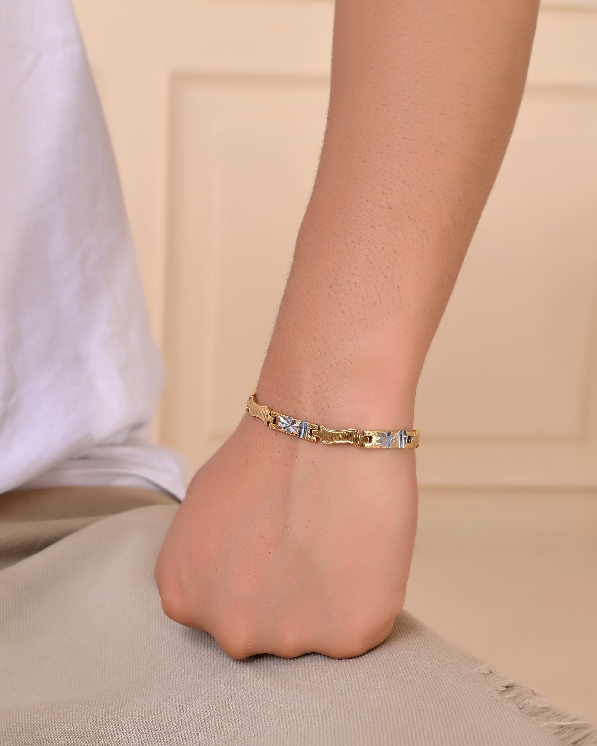 VOJ Double Toned Textural Designer Linked Bracelet For Men - Distacart
