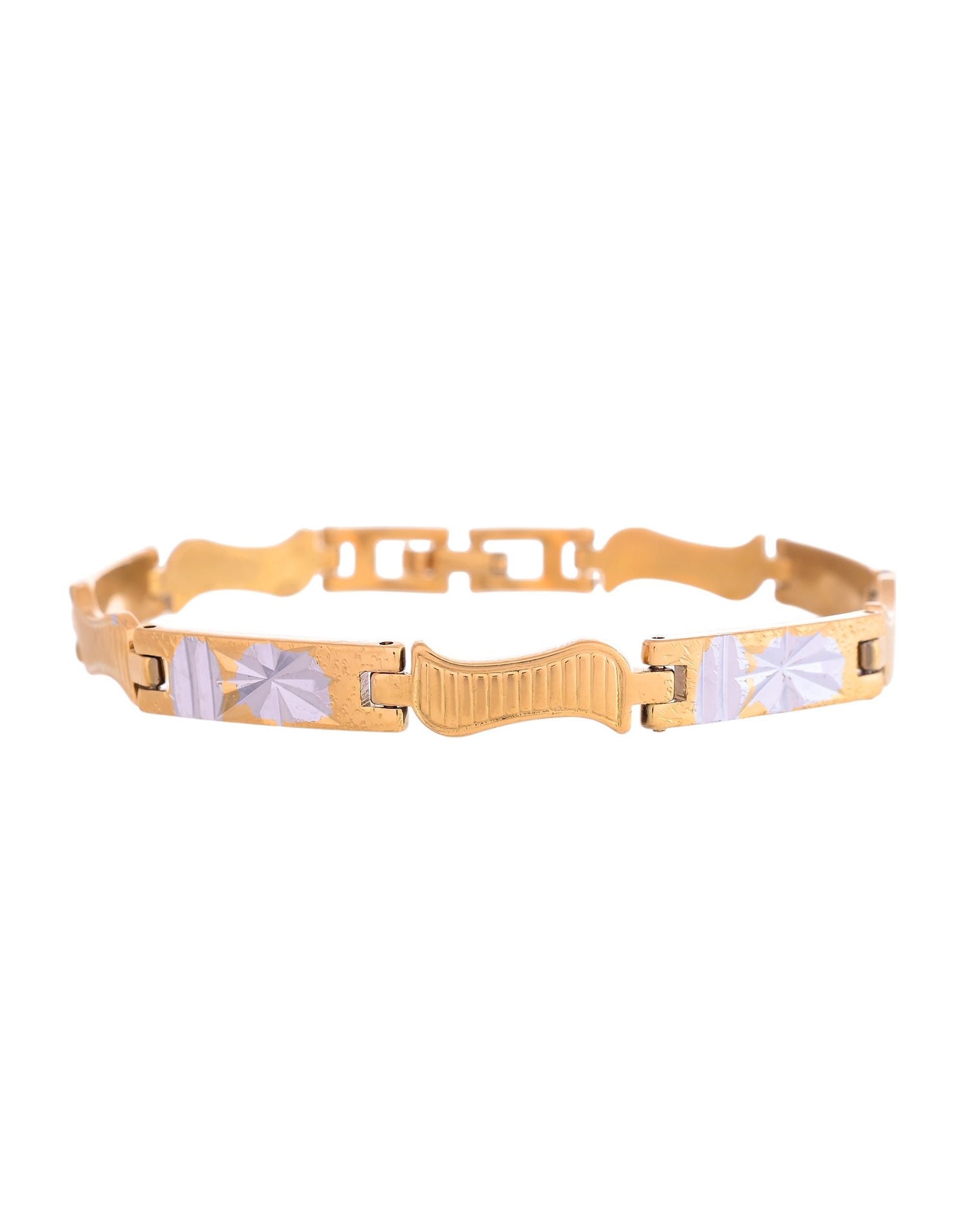 VOJ Double Toned Textural Designer Linked Bracelet For Men - Distacart
