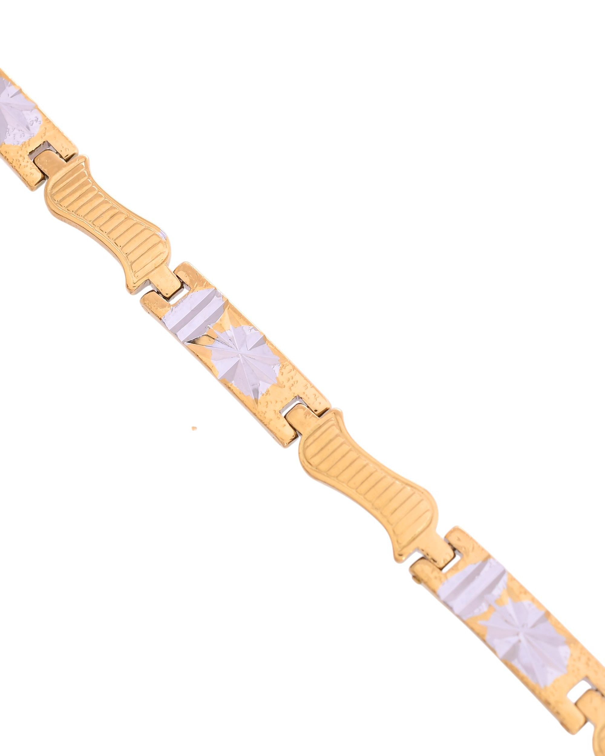 VOJ Double Toned Textural Designer Linked Bracelet For Men - Distacart