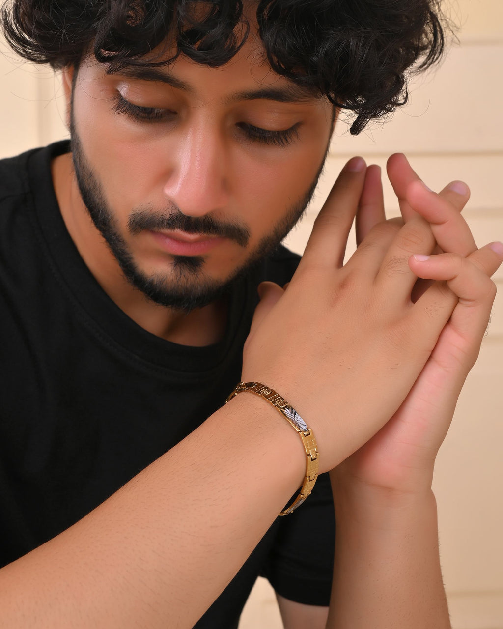 VOJ Dual Plated Textural Designed Linked Bracelet For Men - Distacart