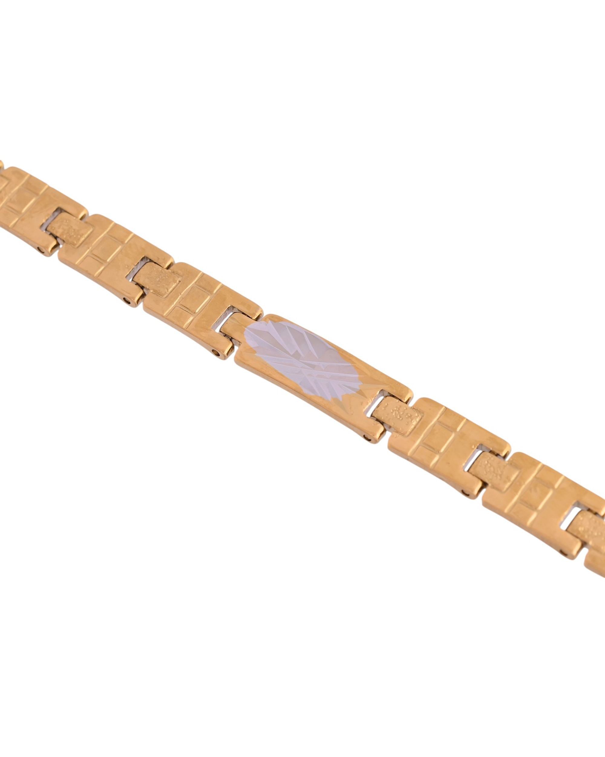 VOJ Dual Plated Textural Designed Linked Bracelet For Men - Distacart