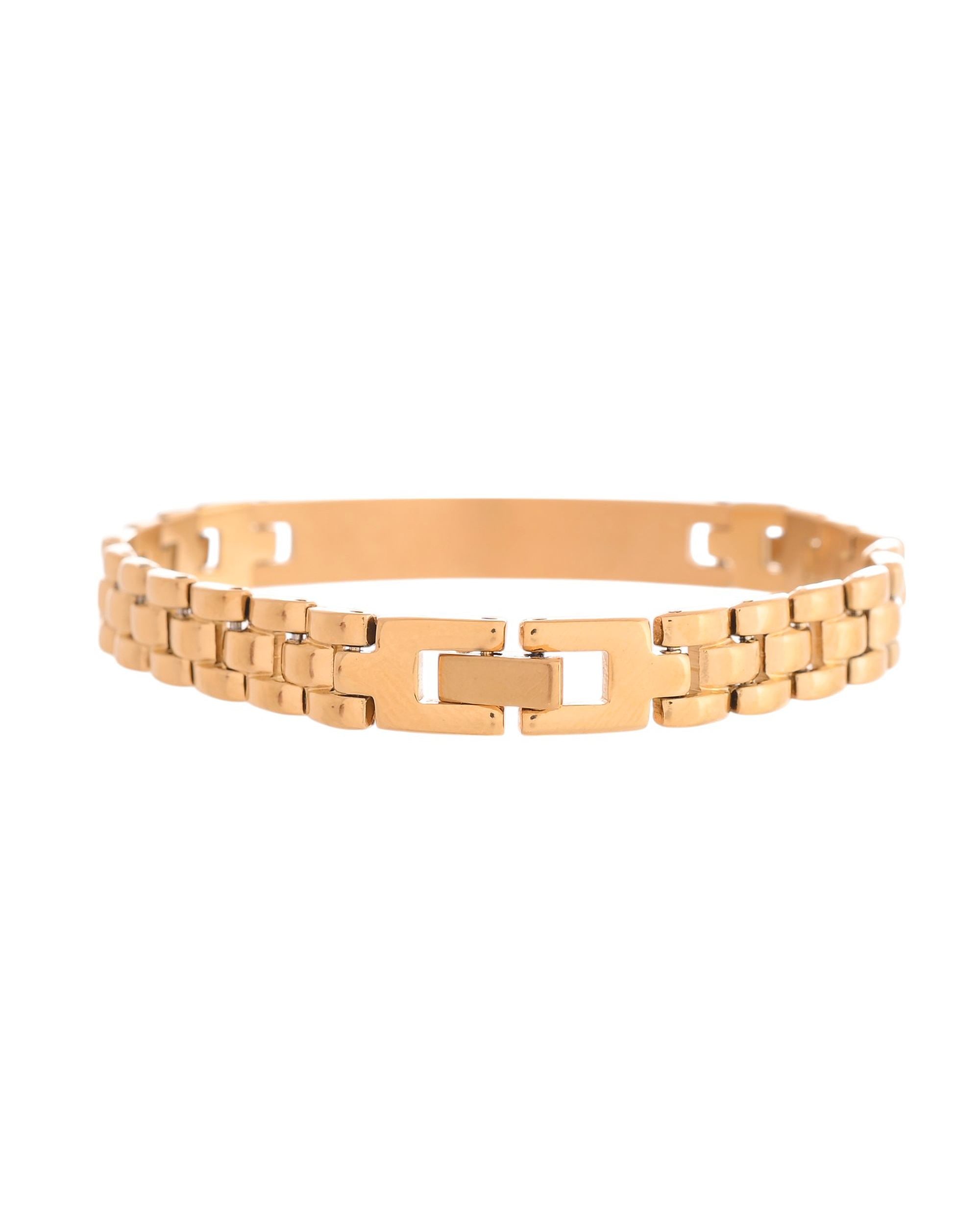 VOJ Men Gold Polished Link Bracelet - Distacart