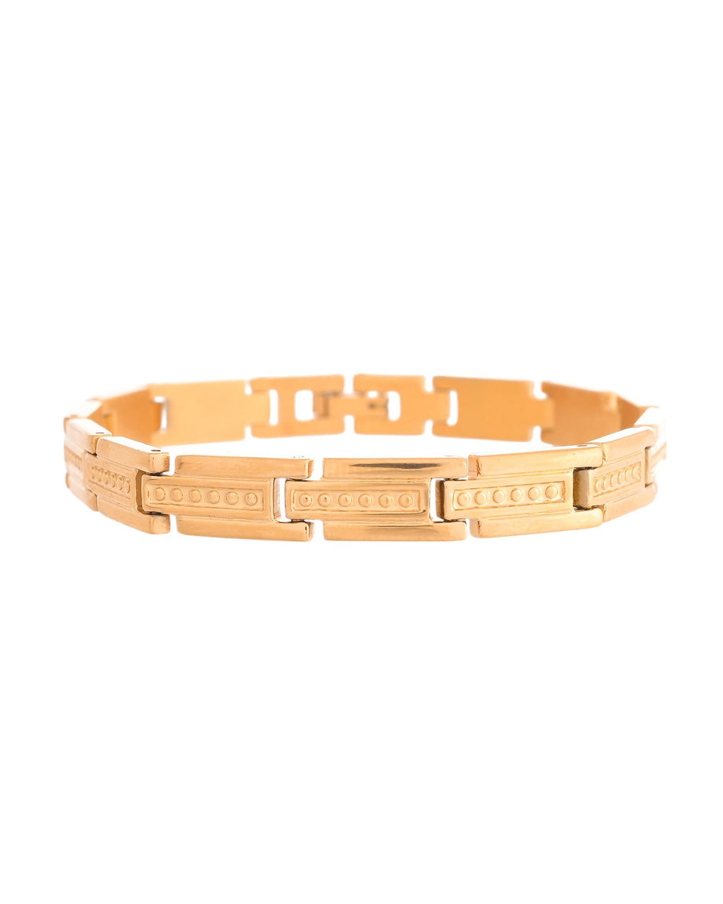 VOJ Men Gold Polished Textural Link Bracelet - Distacart