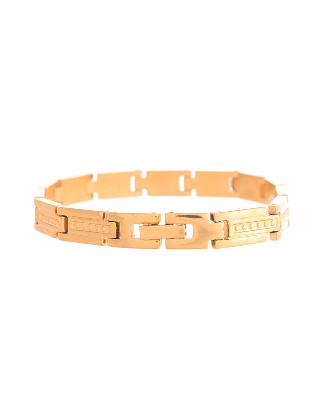 VOJ Men Gold Polished Textural Link Bracelet - Distacart