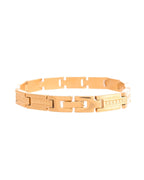 VOJ Men Gold Polished Textural Link Bracelet - Distacart