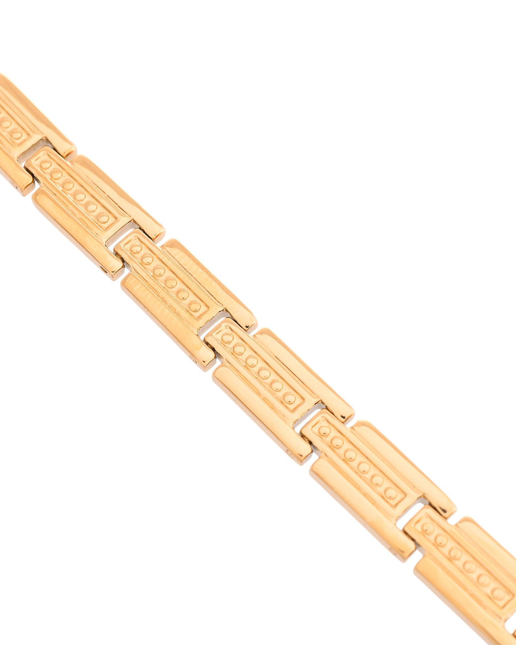 VOJ Men Gold Polished Textural Link Bracelet - Distacart