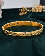 VOJ Men Gold Polished Textural Link Bracelet - Distacart