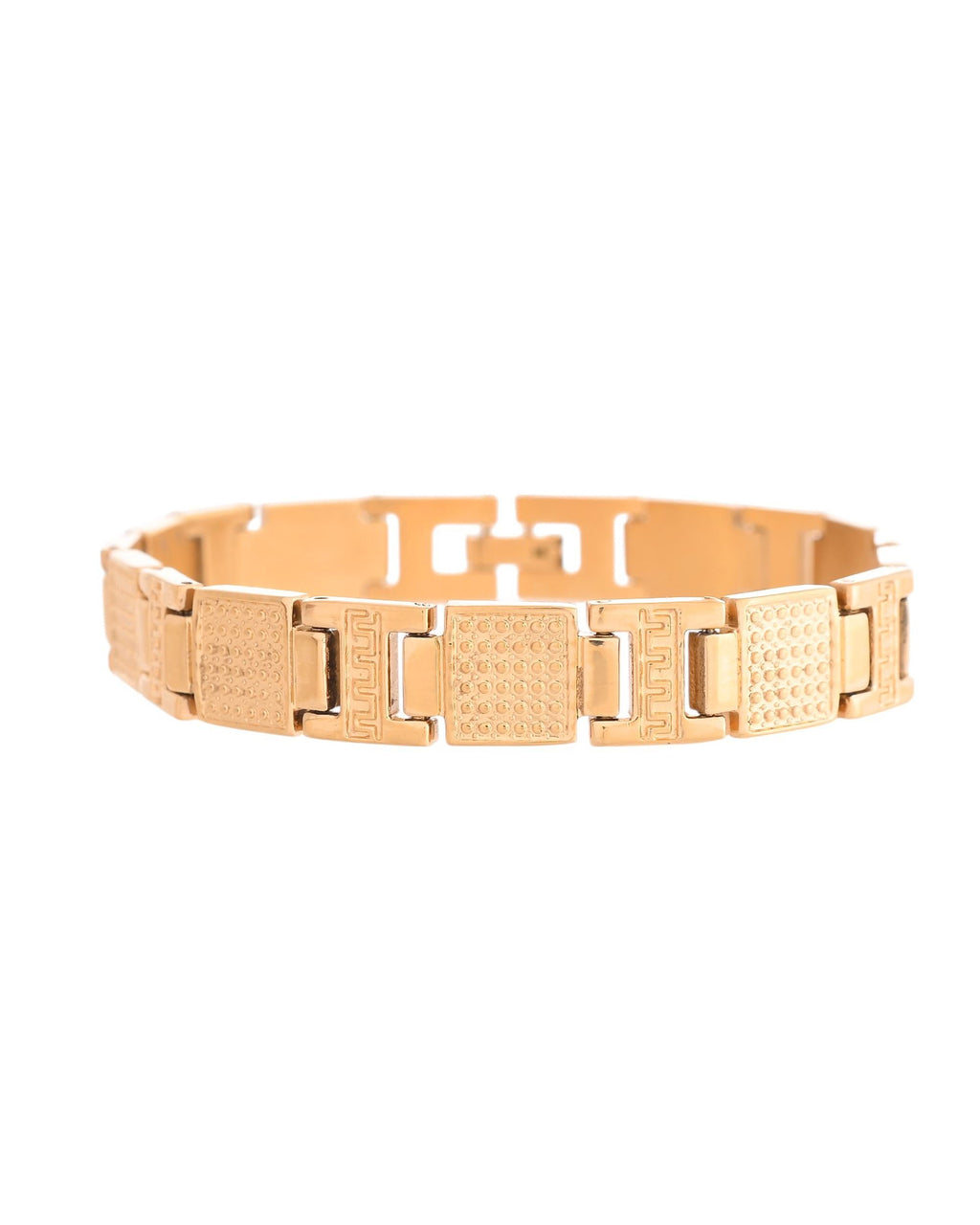 VOJ Men Gold-Toned Stainless Steel Textured Chain Bracelet - Distacart