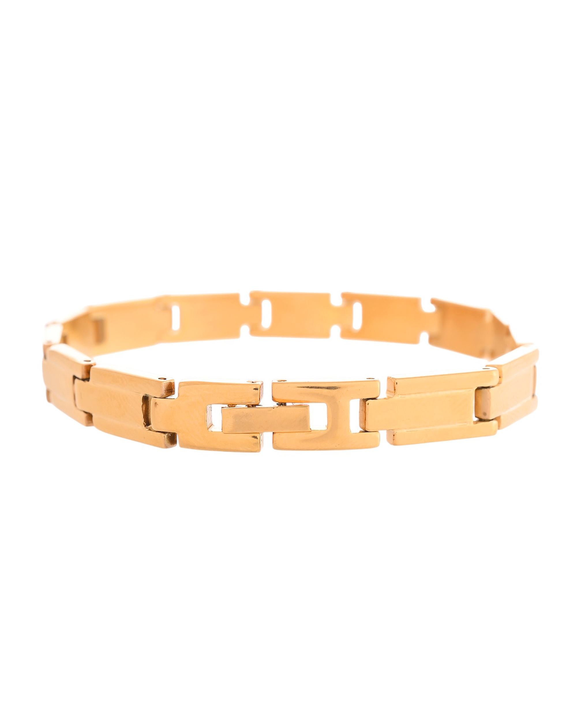 VOJ Gold Toned Linked Minimal Bracelet For Men's - Distacart