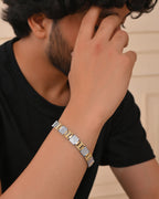 VOJ Men Dual-Toned Stainless Steel Textured Chain Bracelet - Distacart