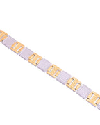 VOJ Men Dual-Toned Stainless Steel Textured Chain Bracelet - Distacart