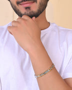 VOJ Men Double-Toned Stainless Steel Linked Chain Bracelet - Distacart
