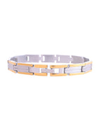 VOJ Men Double-Toned Stainless Steel Linked Chain Bracelet - Distacart