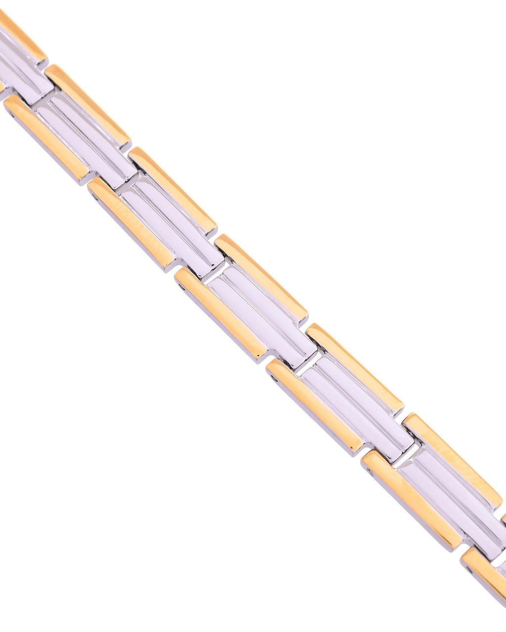 VOJ Men Double-Toned Stainless Steel Linked Chain Bracelet - Distacart