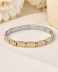 VOJ Men Double-Toned Stainless Steel Linked Chain Bracelet - Distacart